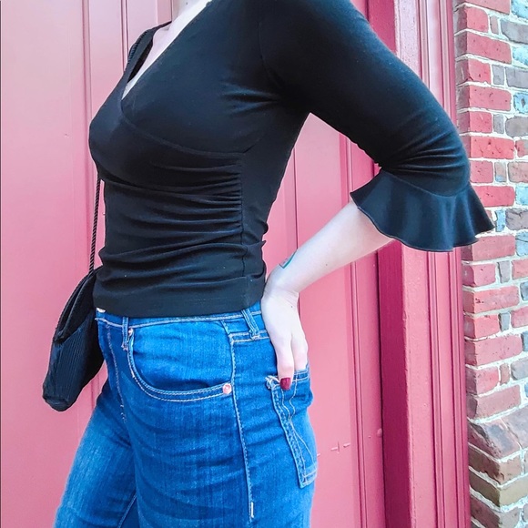 🚨 SOLD 🚨 Retro peplum crop top, ¾ sleeve - Picture 2 of 4